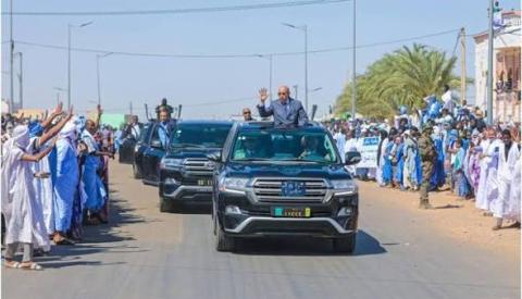 الرئيس الغزواني خلال وصوله النعمة في زيارة سابقة